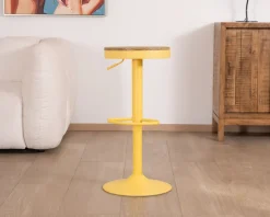 Sale Lot de 2 tabourets en métal jaune acidulé avec assise bois 