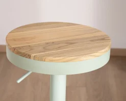 Clearance Lot de 2 tabourets réglables avec assise bois "Juo" en métal vert acidulé Tabouret De Bar