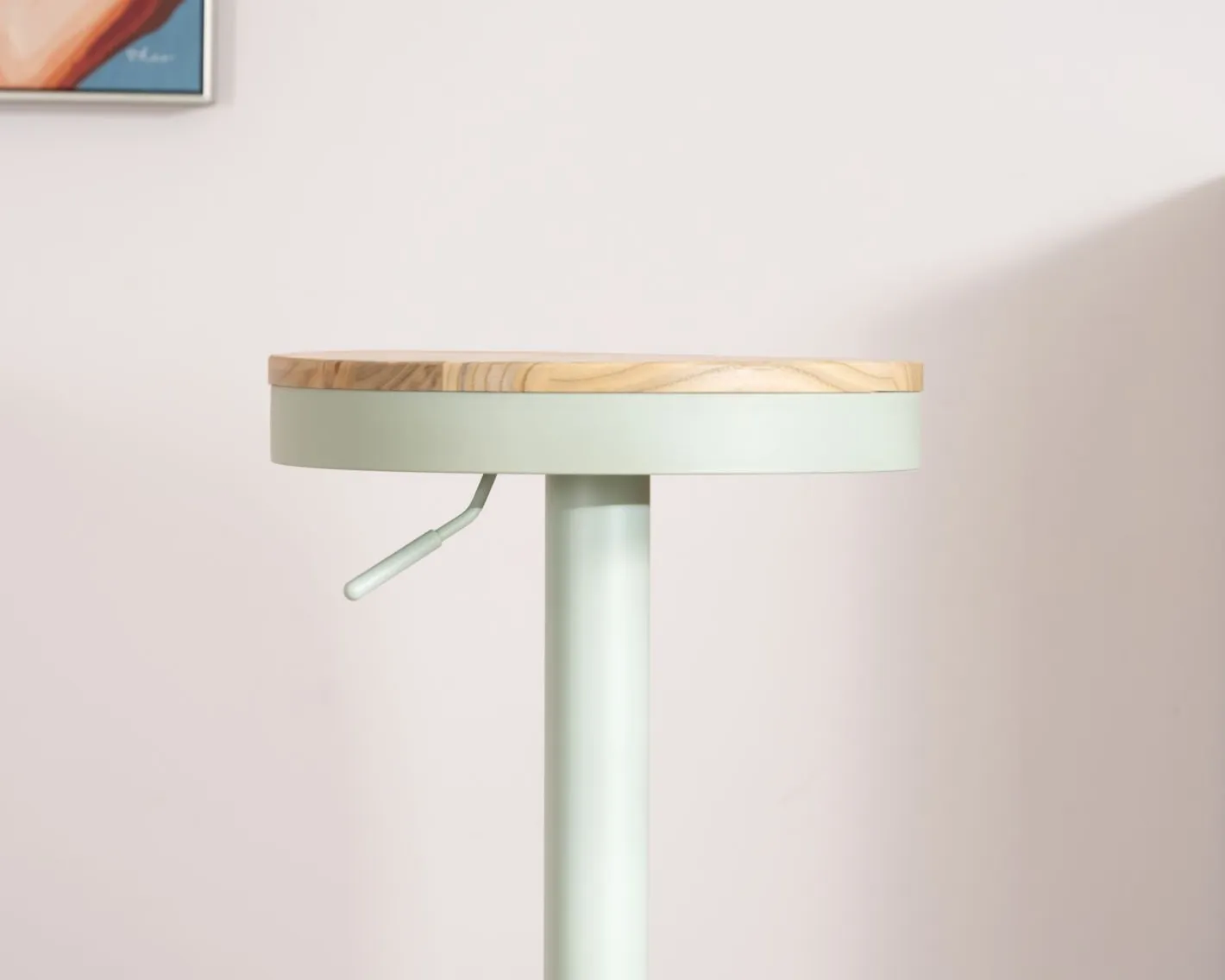 Clearance Lot de 2 tabourets réglables avec assise bois "Juo" en métal vert acidulé Tabouret De Bar