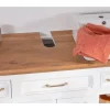 New Meuble avec vasque simple en acacia blanc "Trégastel" 120 cm Meuble Sous Vasque