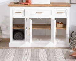 New Meuble avec vasque simple en acacia blanc 