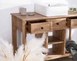 Online Meuble avec vasque simple à poser 120 cm "Maestro" en manguier Meuble Sous Vasque