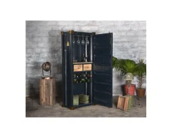Best Meuble bar container esprit récup en métal bleu nuit et bois 