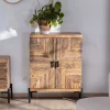 Clearance Meuble de rangement bas acacia style ethnique piètement métal "Géonidum" Rangement|Buffet Et Bahut