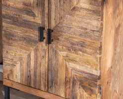 Clearance Meuble de rangement bas acacia style ethnique piètement métal