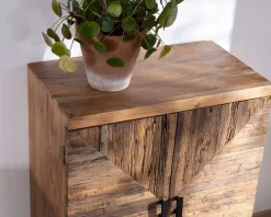 Clearance Meuble de rangement bas acacia style ethnique piètement métal