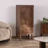 Outlet Meuble de rangement bas en manguier massif foncé "Kaldo" Style rétro scandinave Vitrine Et Argentier|Bibliothèque