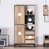 Outlet Meuble de rangement haut en manguier naturel et noir design épuré "Bocca" Rangement|Bibliothèque