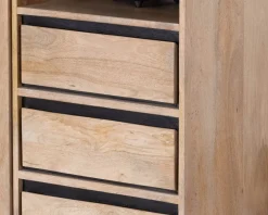 Outlet Meuble de rangement haut en manguier naturel et noir design épuré 