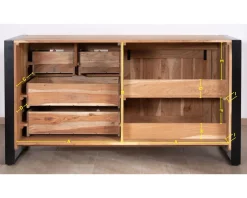 New Meuble de salle de bain bois massif et pieds métal "Montréal" 150cm Meuble Sous Vasque