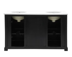 Best Meuble de salle de bain noir dessus quartz blanc 