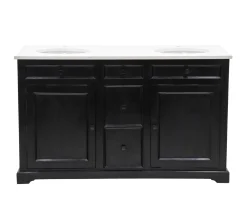 Best Meuble de salle de bain noir dessus quartz blanc 