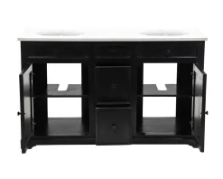 Best Meuble de salle de bain noir dessus quartz blanc 