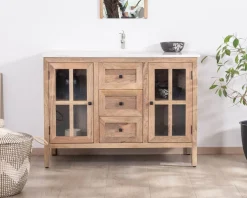 Hot Meuble de salle de bain simple vasque 120 cm "Maestro" en manguier Meuble Sous Vasque