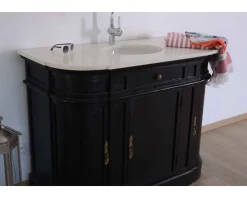 Hot Meuble de salle de bain 1 vasque quartz blanc et bois noir 