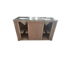 Online Meuble de salle de bain 2 vasques manguier et quartz blanc