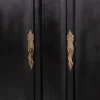 Clearance Meuble double vasque coins arrondis bois noir quartz blanc "Églantine" Meuble Sous Vasque