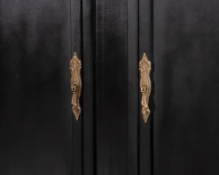 Clearance Meuble double vasque coins arrondis bois noir quartz blanc "Églantine" Meuble Sous Vasque