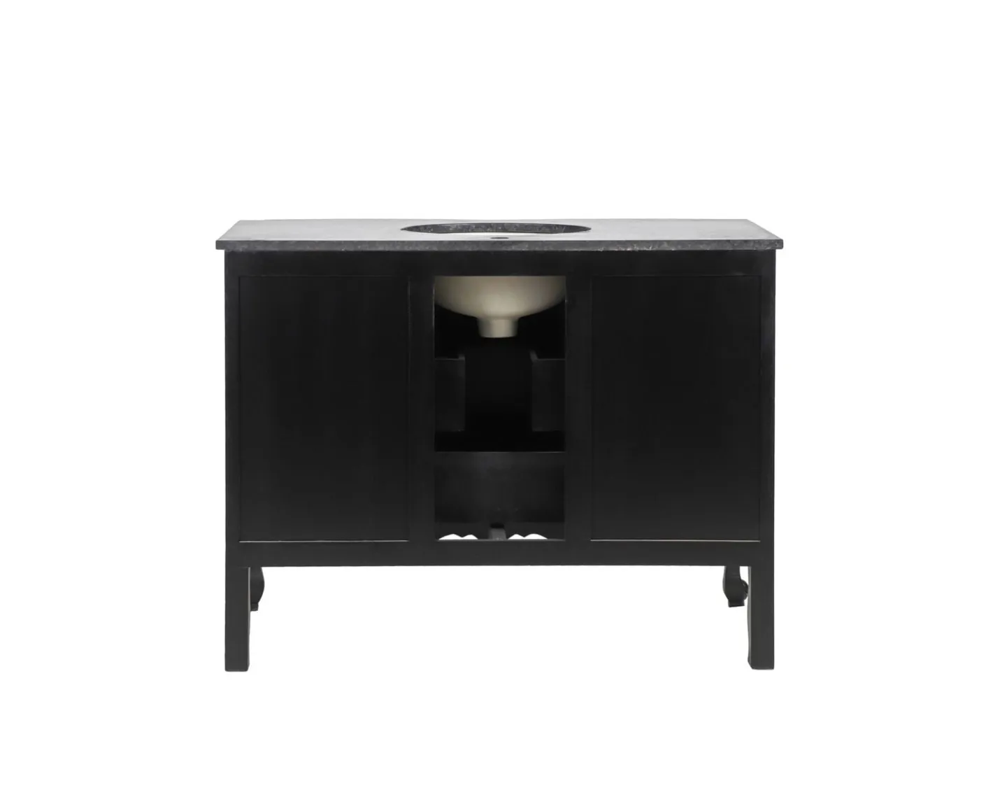 Meuble salle de bain en manguier noir et pierre tiroirs rétro style commode Meuble Sous Vasque