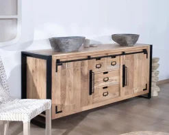 Hot Meuble salle de bain industriel métal et bois 