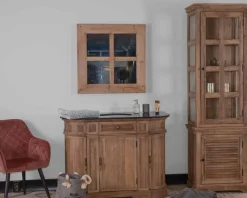 Hot Meuble salle de bain pierre 1 vasque bois massif arrondi 