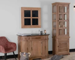 Hot Meuble salle de bain pierre 1 vasque bois massif arrondi 