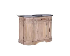 Hot Meuble salle de bain pierre 1 vasque bois massif arrondi 