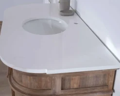 Discount Meuble salle de bain 1 vasque manguier massif quartz blanc 