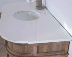 Discount Meuble salle de bain 1 vasque manguier massif quartz blanc 