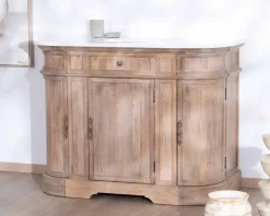 Discount Meuble salle de bain 1 vasque manguier massif quartz blanc 