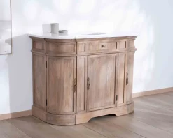 Discount Meuble salle de bain 1 vasque manguier massif quartz blanc 