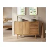 Discount Meuble sous vasque 120 cm avec portes et tiroirs "Kahiko" en manguier teinte chêne clair Meuble Sous Vasque
