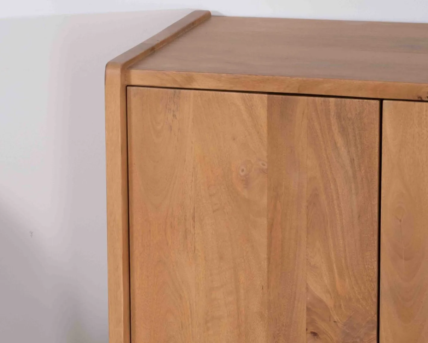 Discount Meuble sous vasque 120 cm avec portes et tiroirs "Kahiko" en manguier teinte chêne clair Meuble Sous Vasque