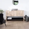 Discount Meuble sous vasque 120 cm en bois naturel et noir "Nani" avec grande niche Meuble Sous Vasque