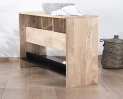 Discount Meuble sous vasque 120 cm en bois naturel et noir 