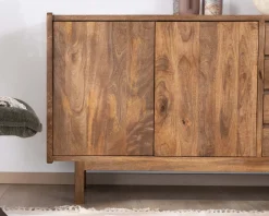 Best Meuble sous vasque 140 cm en manguier foncé avec portes et tiroirs "Kahiko" Meuble Sous Vasque