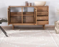Best Meuble sous vasque 140 cm en manguier foncé avec portes et tiroirs 