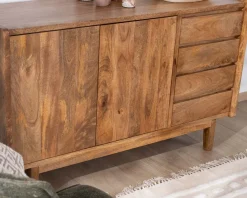 Best Meuble sous vasque 140 cm en manguier foncé avec portes et tiroirs 