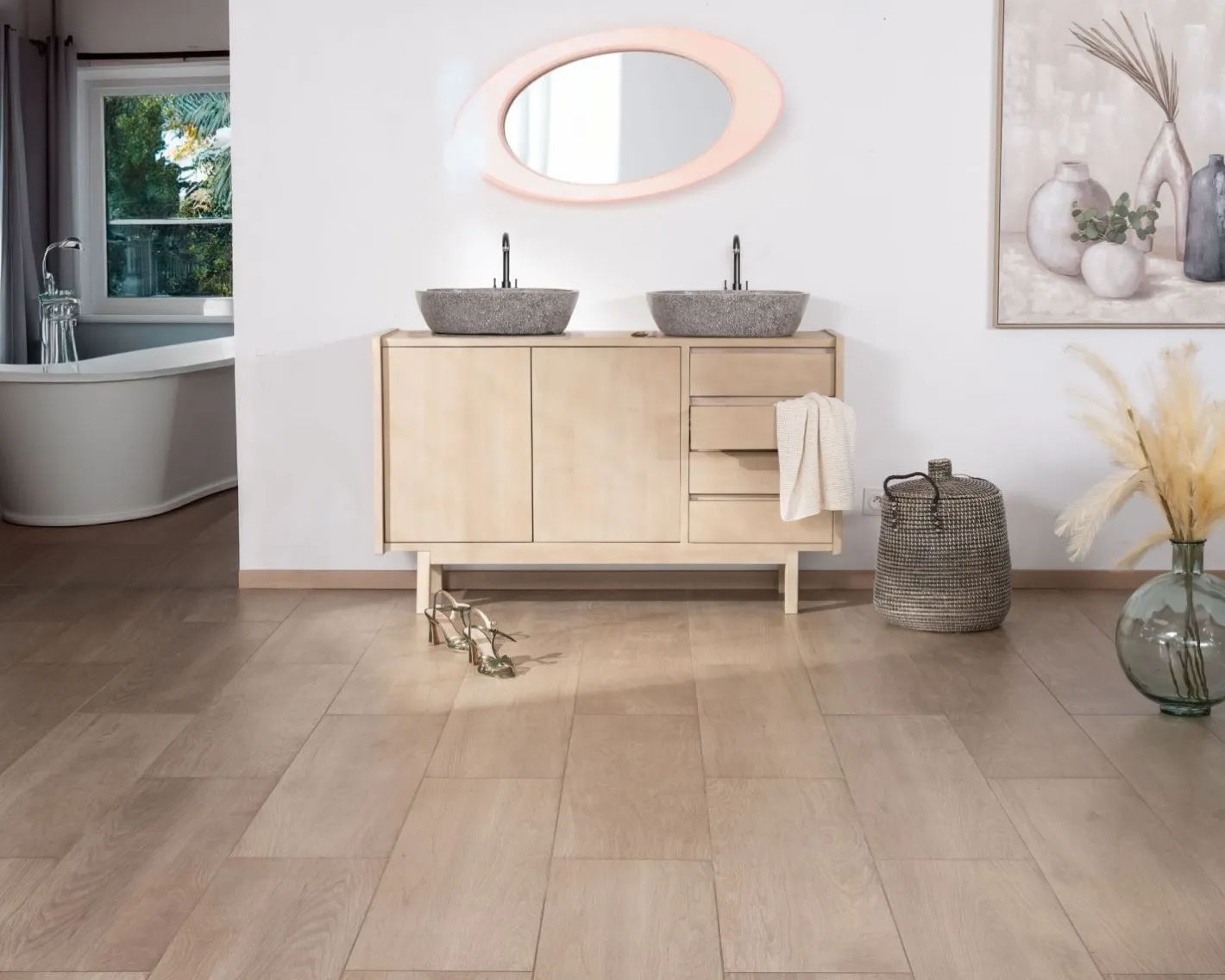 Sale Meuble sous vasque 140 cm en manguier blanchi avec portes et tiroirs "Kahiko" Meuble Sous Vasque