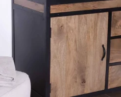 Online Meuble sous vasque 150 cm industriel manguier massif et métal 
