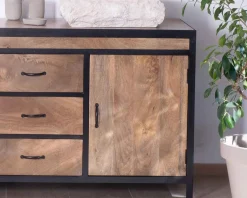 Online Meuble sous vasque 150 cm industriel manguier massif et métal 