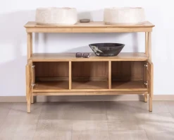 Meuble sous vasque design japandi 120 cm en teck 