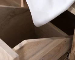 Hot Meuble sous vasque double en bois graphique naturel et noir 
