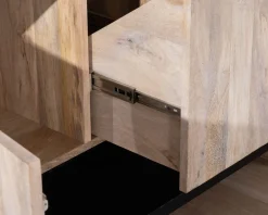 Hot Meuble sous vasque double en bois graphique naturel et noir 