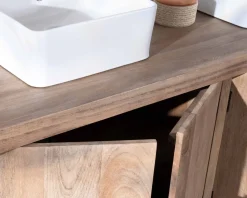 Online Meuble sous vasque double en manguier massif sablé 165cm "Maestro" Meuble Sous Vasque