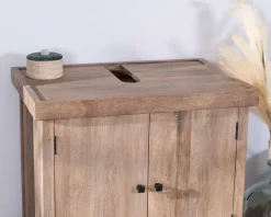 Online Meuble sous vasque double en manguier massif sablé 165cm "Maestro" Meuble Sous Vasque
