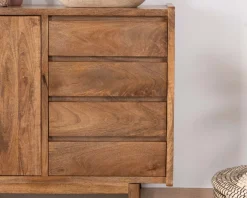 Hot Meuble sous vasque en manguier foncé avec portes et tiroirs 