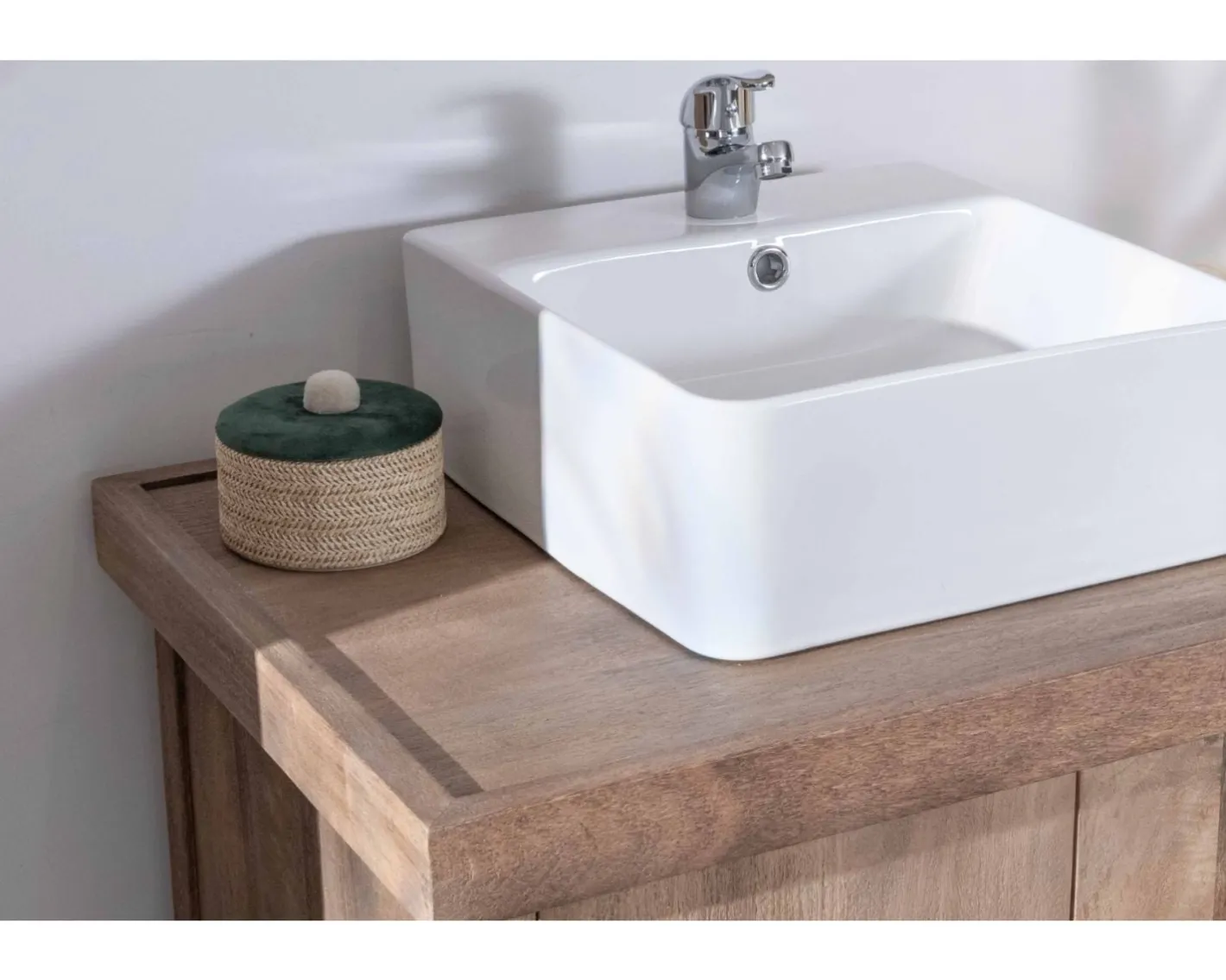 Sale Meuble sous vasque simple en manguier massif 80cm 2 portes "Maestro" Meuble Sous Vasque