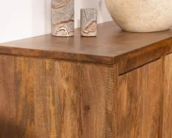 Discount Meuble sous vasque suspendu 140 cm en manguier foncé "Nani" façades bi-texturées Meuble Sous Vasque