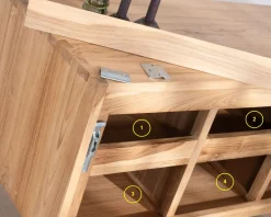 Clearance Meuble sous vasque suspendu en teck avec portes coulissantes 140 cm 